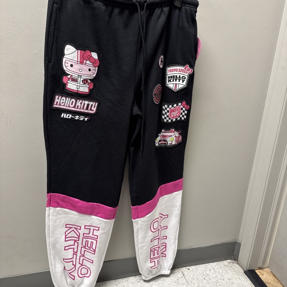 SANRIO HELLO KITTY TOKYO Junior's Jogger Sweat Pants Size Large Racing NEW
